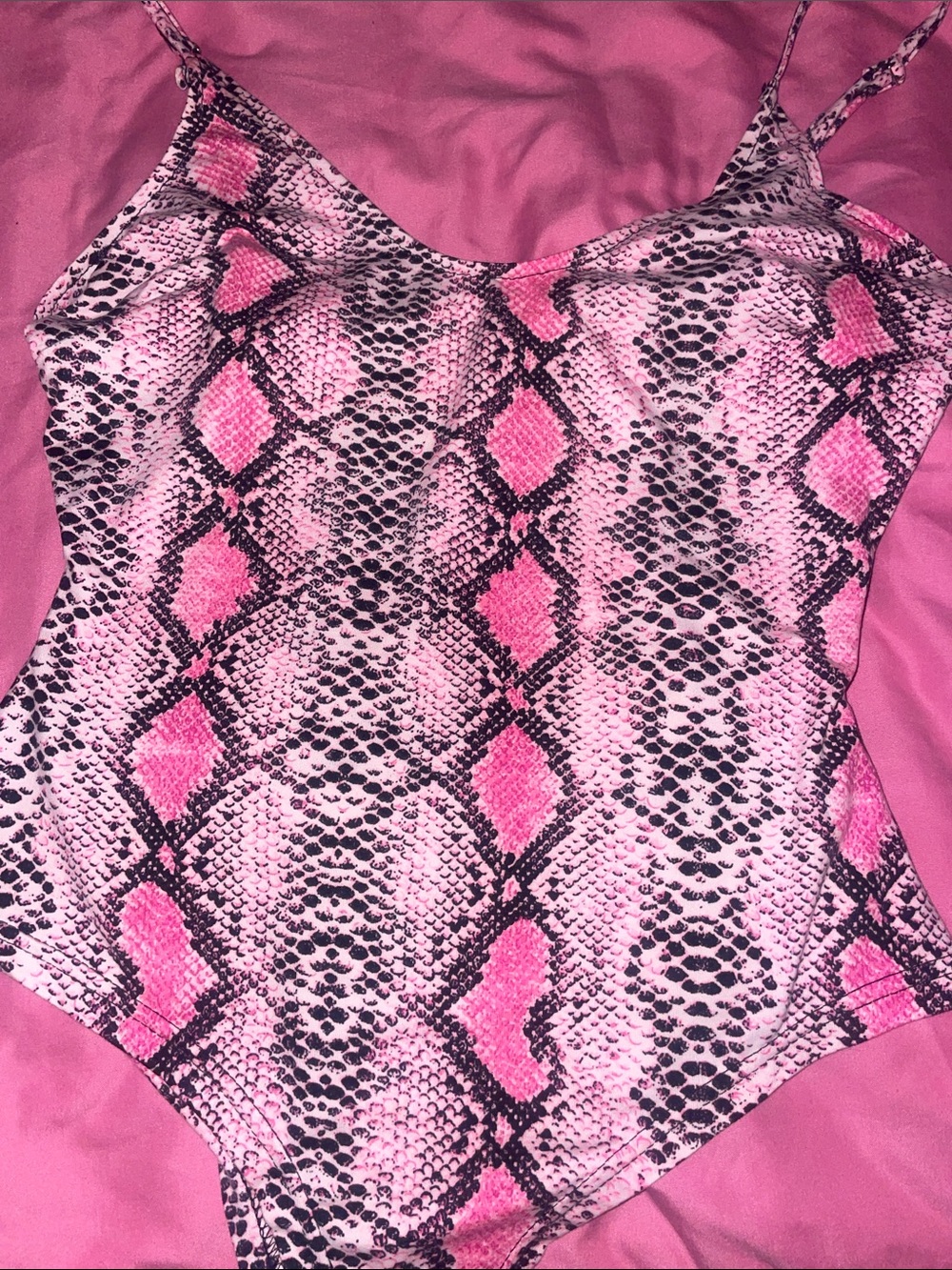 Pink Snake Print Bodysuit